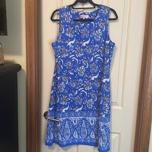 Jude Connally Beth dress in Batik  Floral Royal Blue, size large, cocktail dress